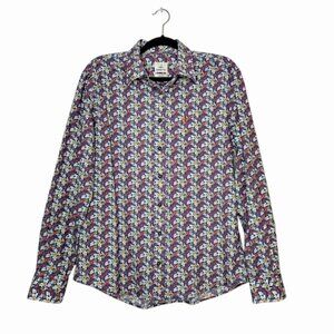 JOHNNIE-O 100% Cotton Allover Floral Print Casual Long Sleeve Button Down M